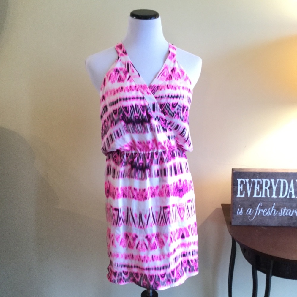 PARKER Kita Pink Print Silk Surplice Dress